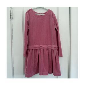 Hanna Andersson Pink Velvet Long Sleeve Trapeze Dress Drop Waist Sz 130/8